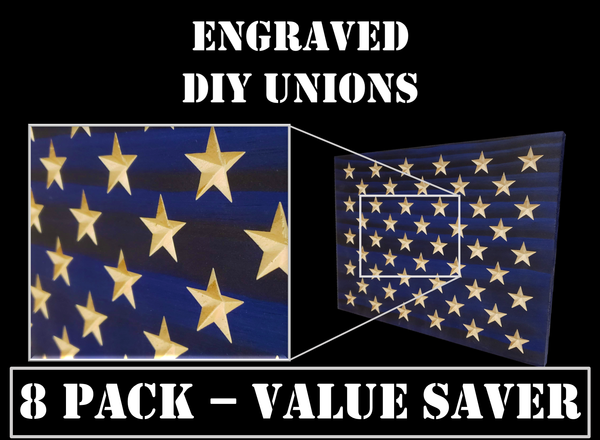 8 Pack of Engraved Unions for DIY Flag Builders