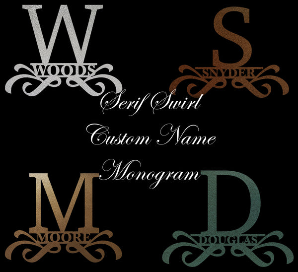 Serif Swirl Custom Name Monogram